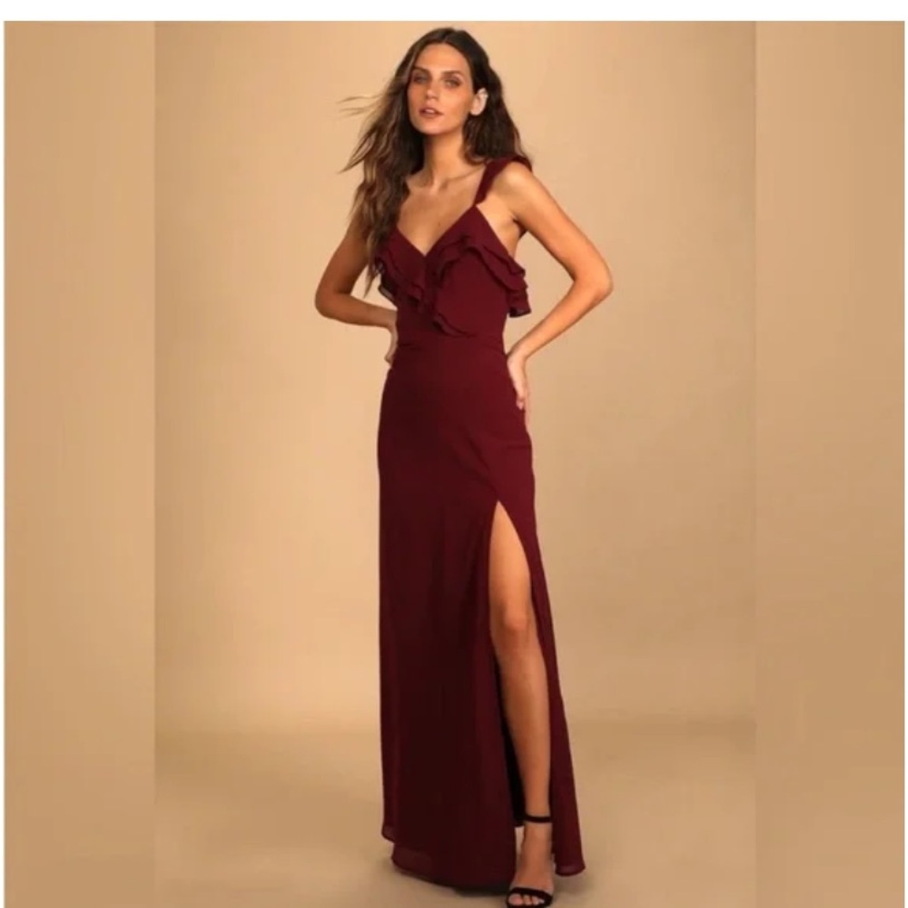 Elegant Burgundy Halter Dress